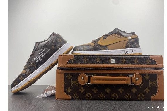 WHITE-LouiV Low JORDAN O-W AIR 1 Top -LouiV CASE) (WITH 0328